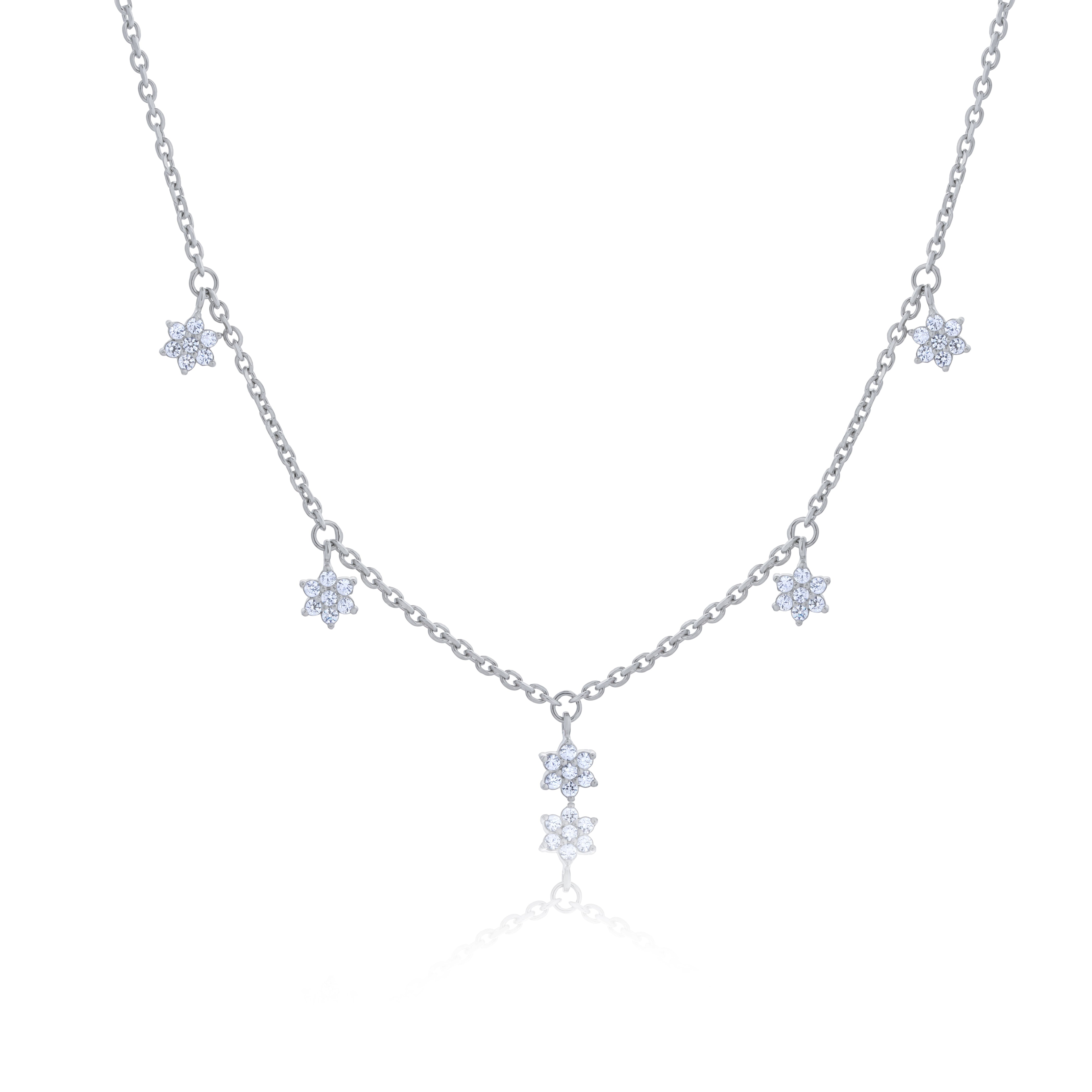 Reegalia  925 Sterling Silver Star Cluster Necklace