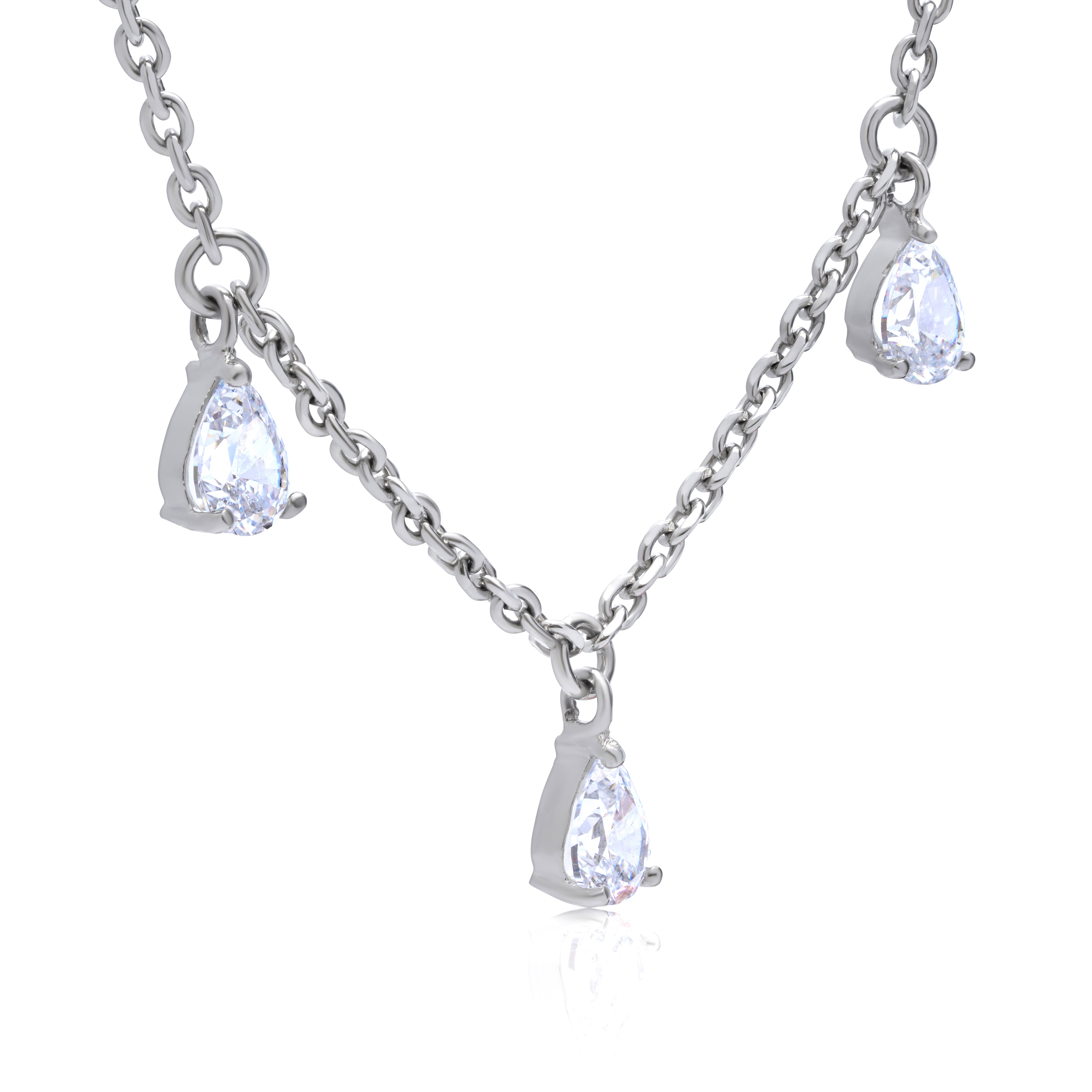 Reegalia  925 Sterling Silver Teardrop Dangling Necklace