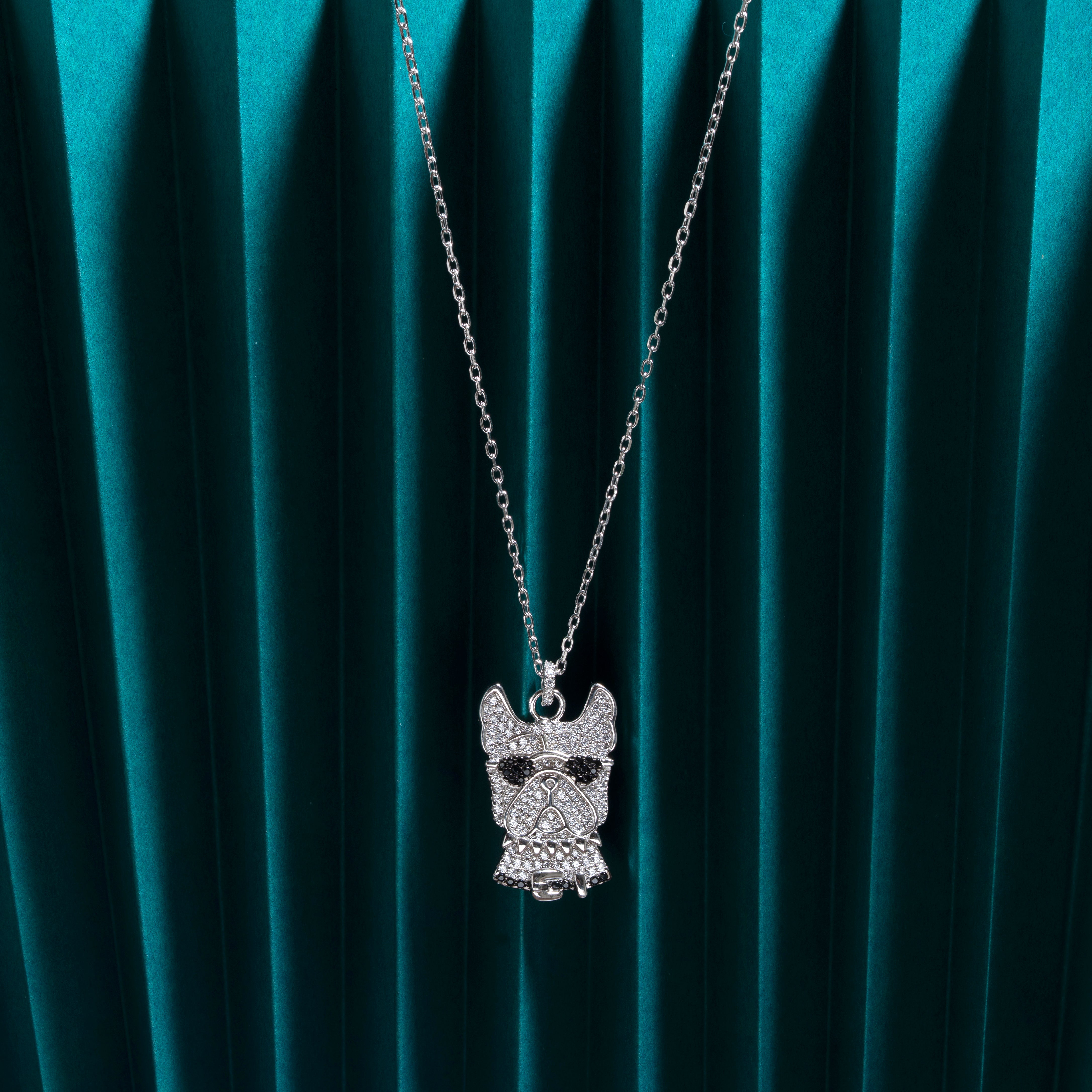 925 Sterling Silver Dog Face Pendant Necklace