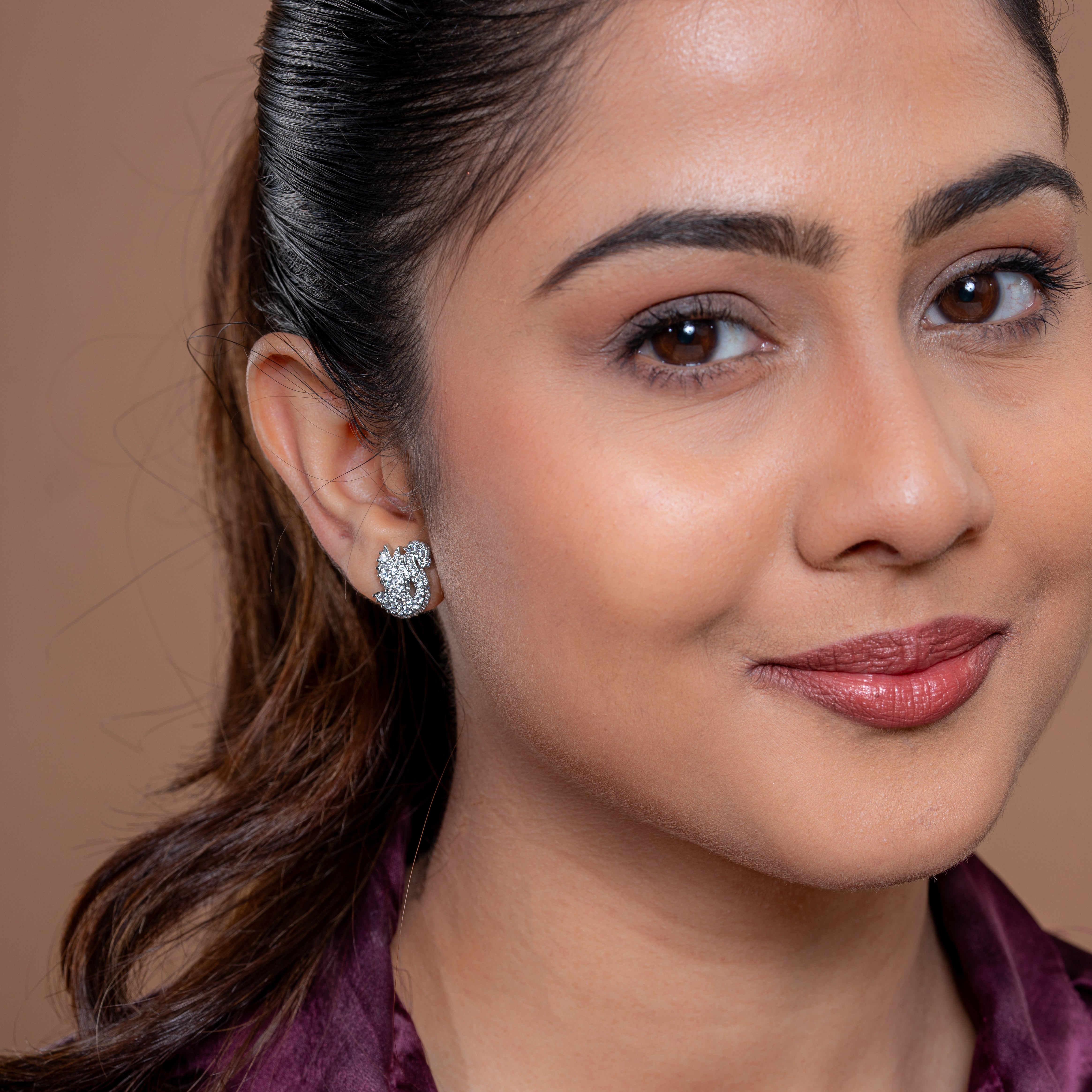 Reegalia  925 Sterling Silver Designer “S” Shape Stud Earrings