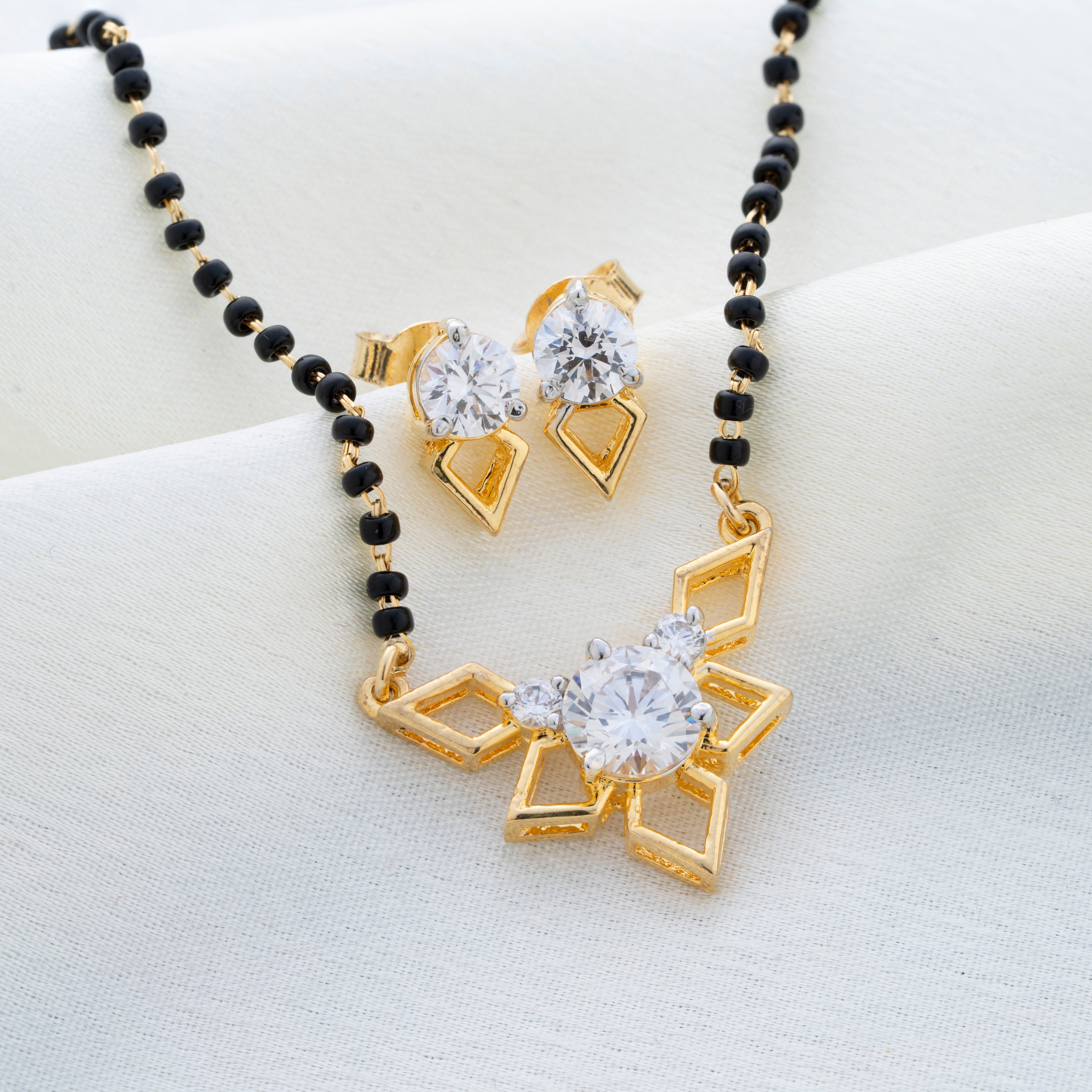 Reegalia 925 SIlver  Starburst Charm Mangalsutra Set