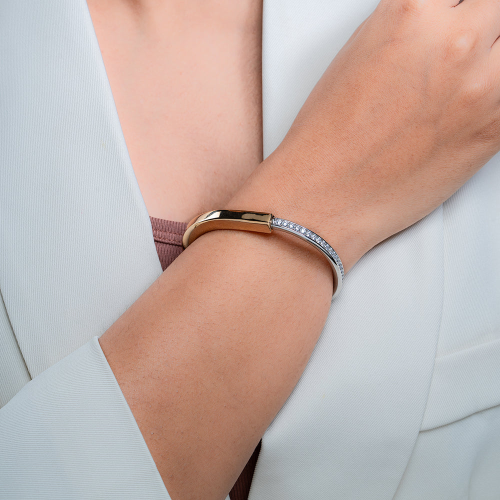 Reegalia  925 Silver Luxe D-Curve Kada – Rose Gold Polish