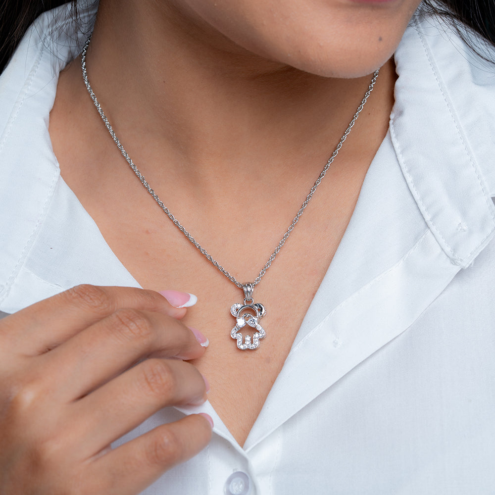 Reegalia TeddyTwinkle 925 Silver Pendant Necklace.