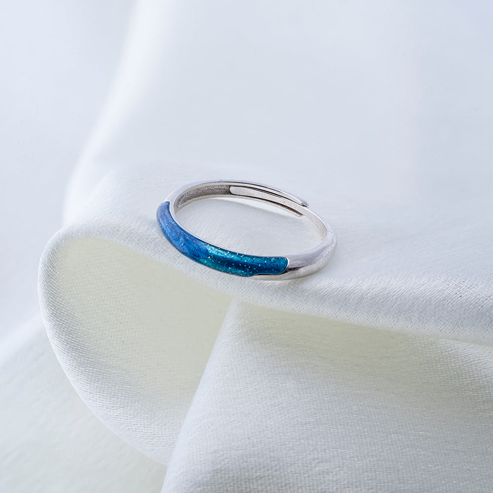 Azure Glow Adjustable Enamel Ring