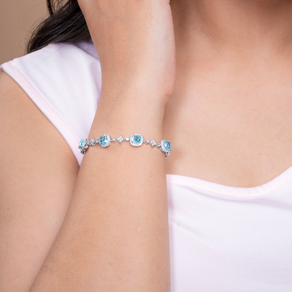 Reegalia Sterling Silver Ocean Glow Cushion Bracelet.