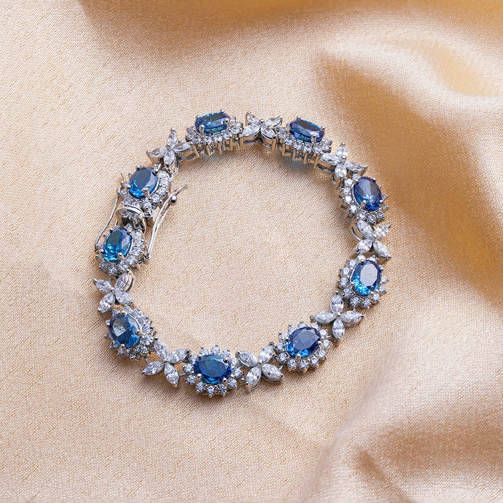 Reegalia Sterling Silver Sapphire Bloom Bracelet.