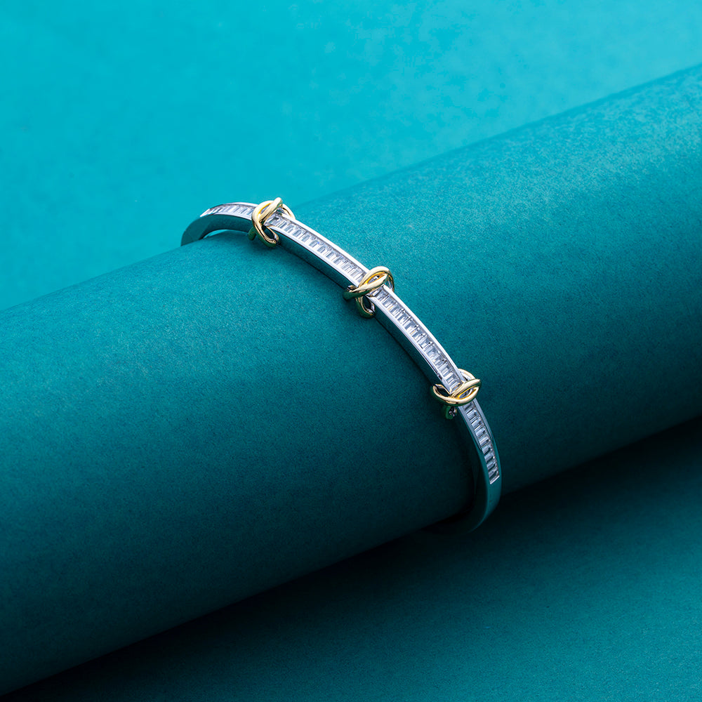 Reegalia Silver Dual-Tone Butterfly Open Kada.