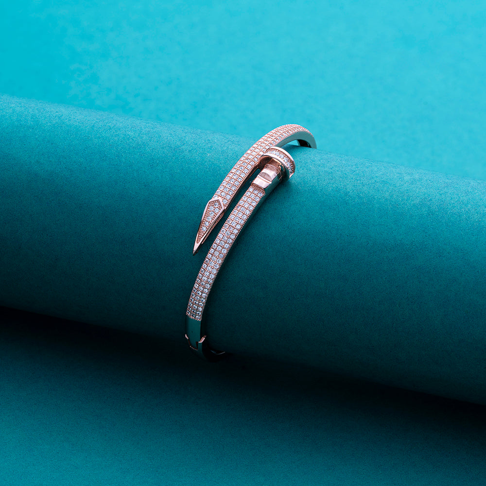 Reegalia 925 Silver Nail Luxe Kada – Rose Gold Sparkle Edition.