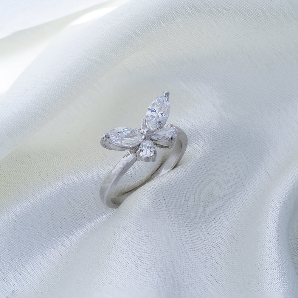 Crystal Butterfly Ring – 925 Silver