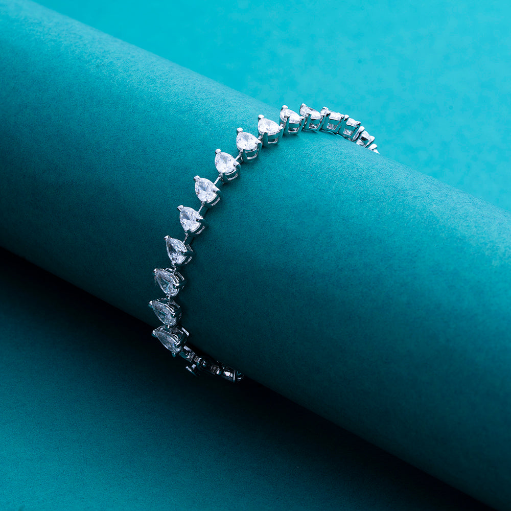 Reegalia Sterling Silver Radiant Crown Tennis Bracelet.