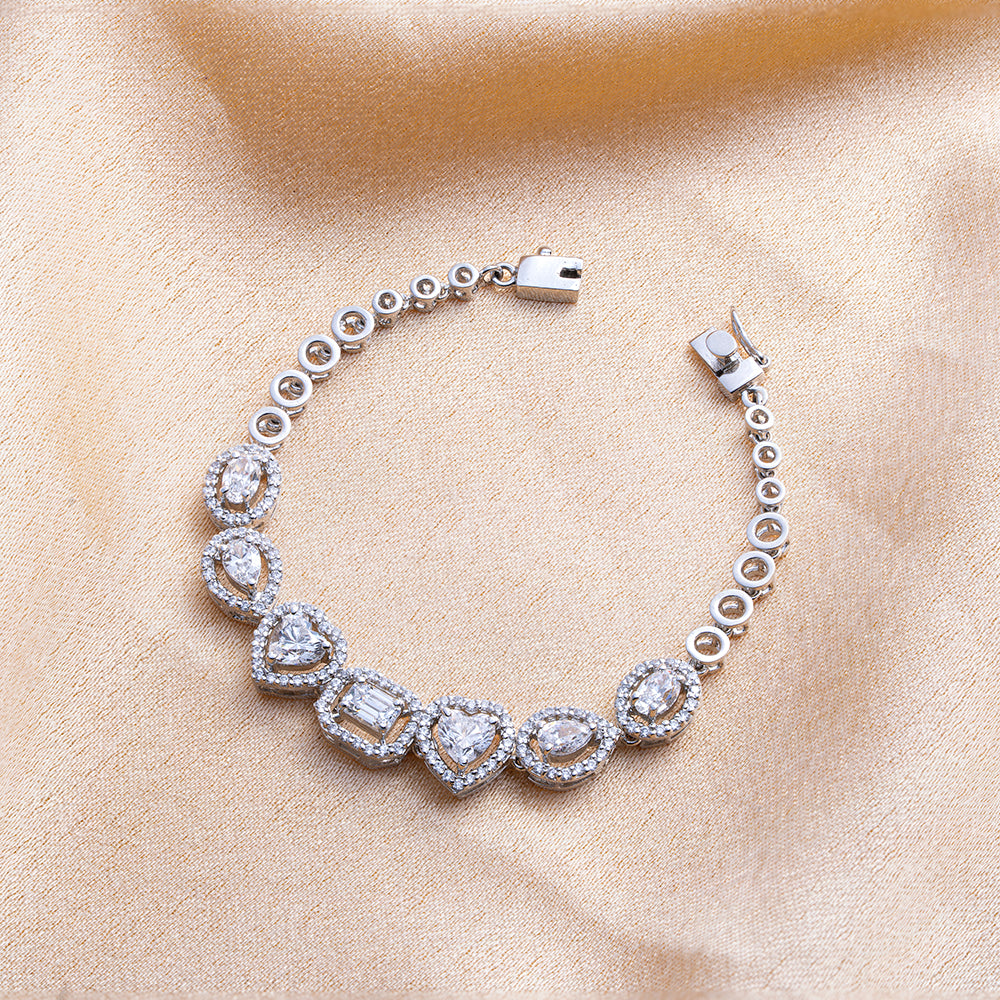 Reegalia Sterling Silver Regal Shapes Statement Bracelet.
