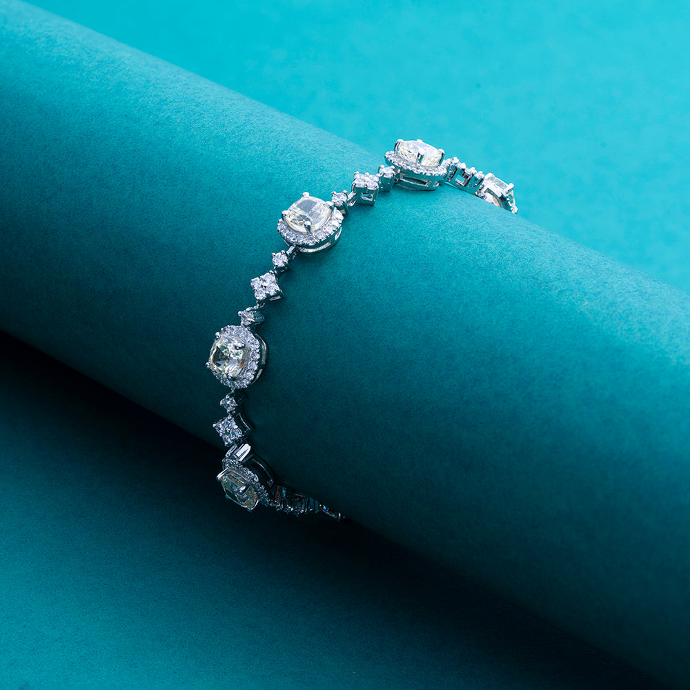 Reegalia Sterling Silver Cushion Sparkle Bracelet.