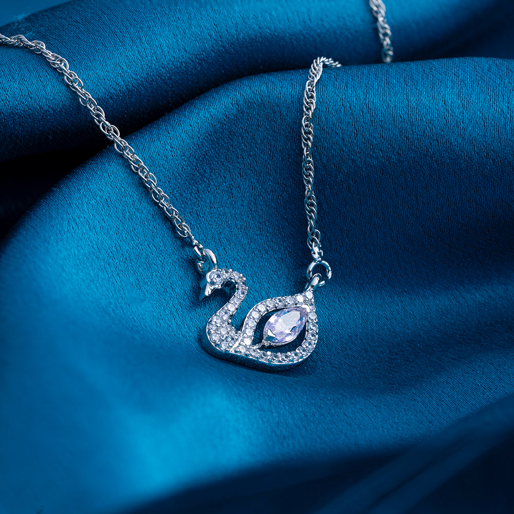 Reegalia Sparkling Evil Eye Swan Necklace – 925 Silver