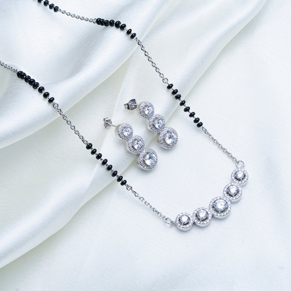 Reegalia Five Spark CZ Mangalsutra Set in 925 Silver.