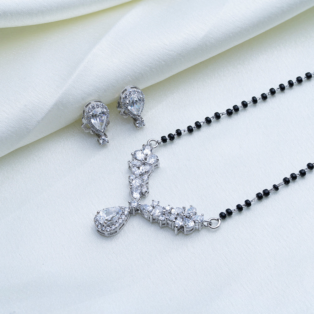 Reegalia Apsara Drop Mangalsutra & Ring Set in 925 Silver.