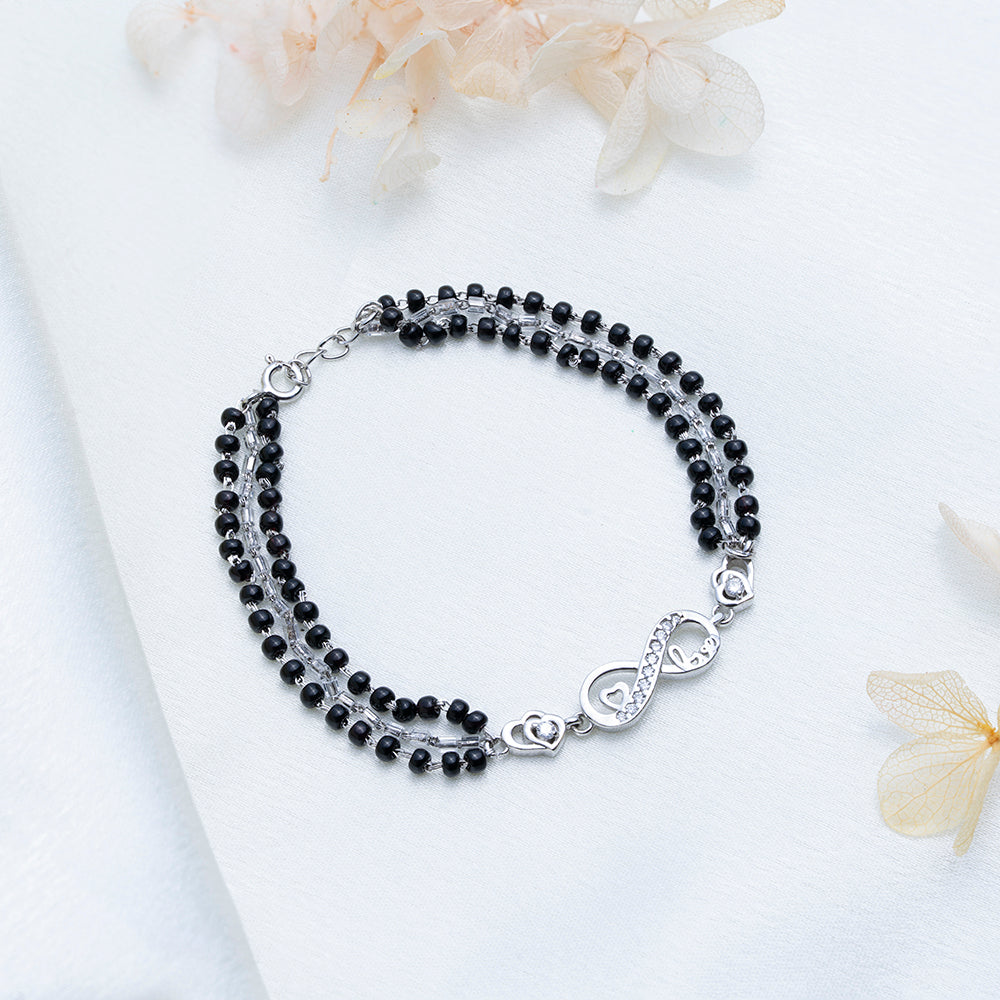 Reegalia Sterling Silver Circle Harmony Mangalsutra Bracelet.