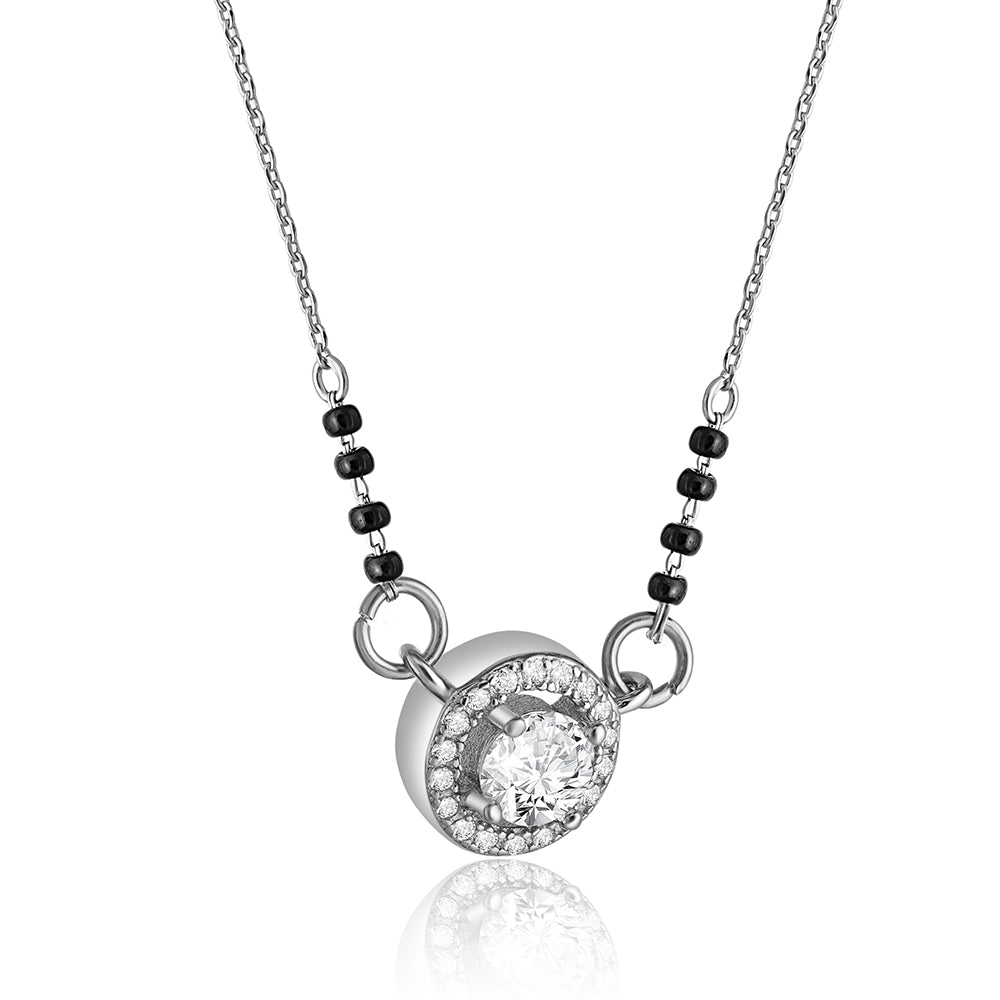 Reegalia Sterling Silver Solitaire Mangalsutra Necklace Set.
