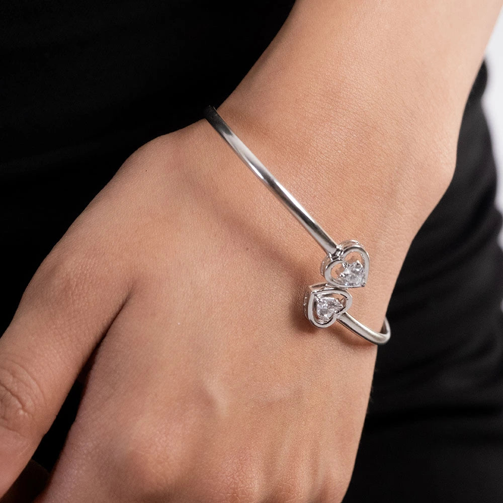 Reegalia Regal Bloom Bangle – 925 Silver with CZ Cluster.