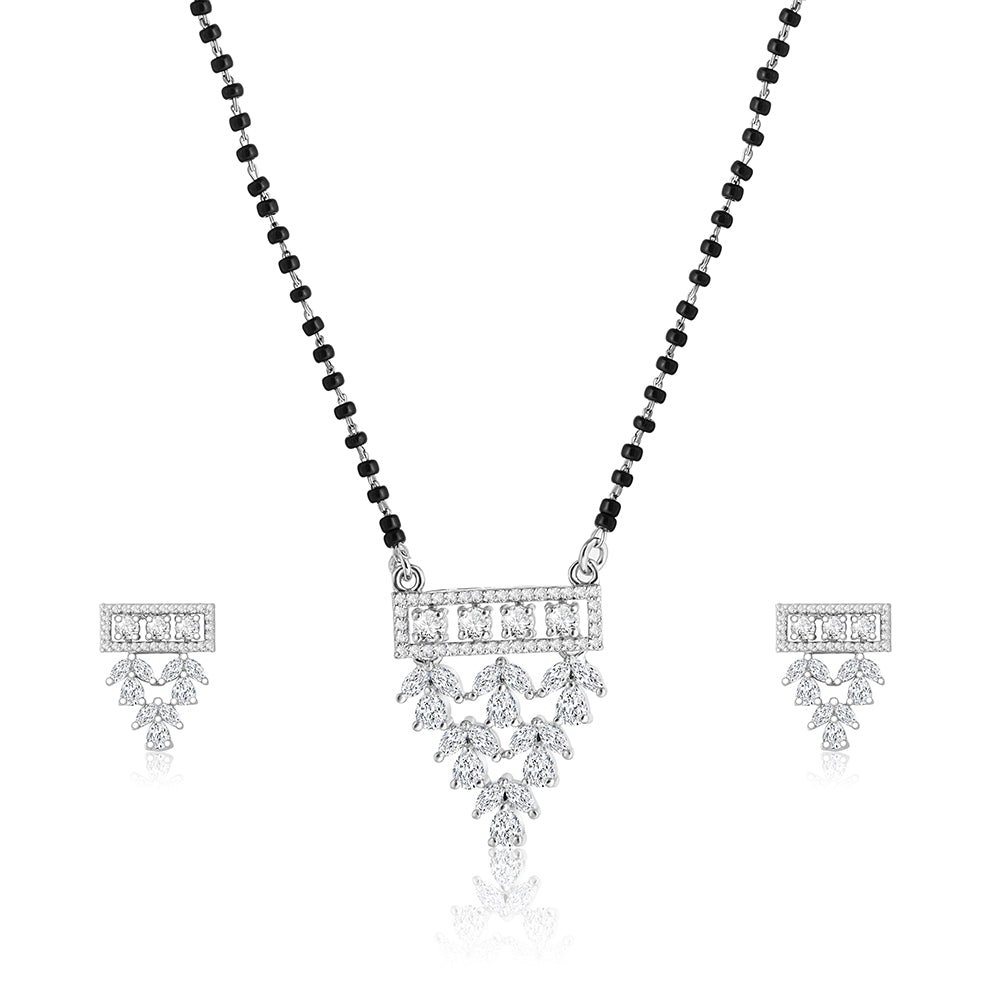 Reegalia Devika CZ Mangalsutra & Earring Set in 925 Silver.