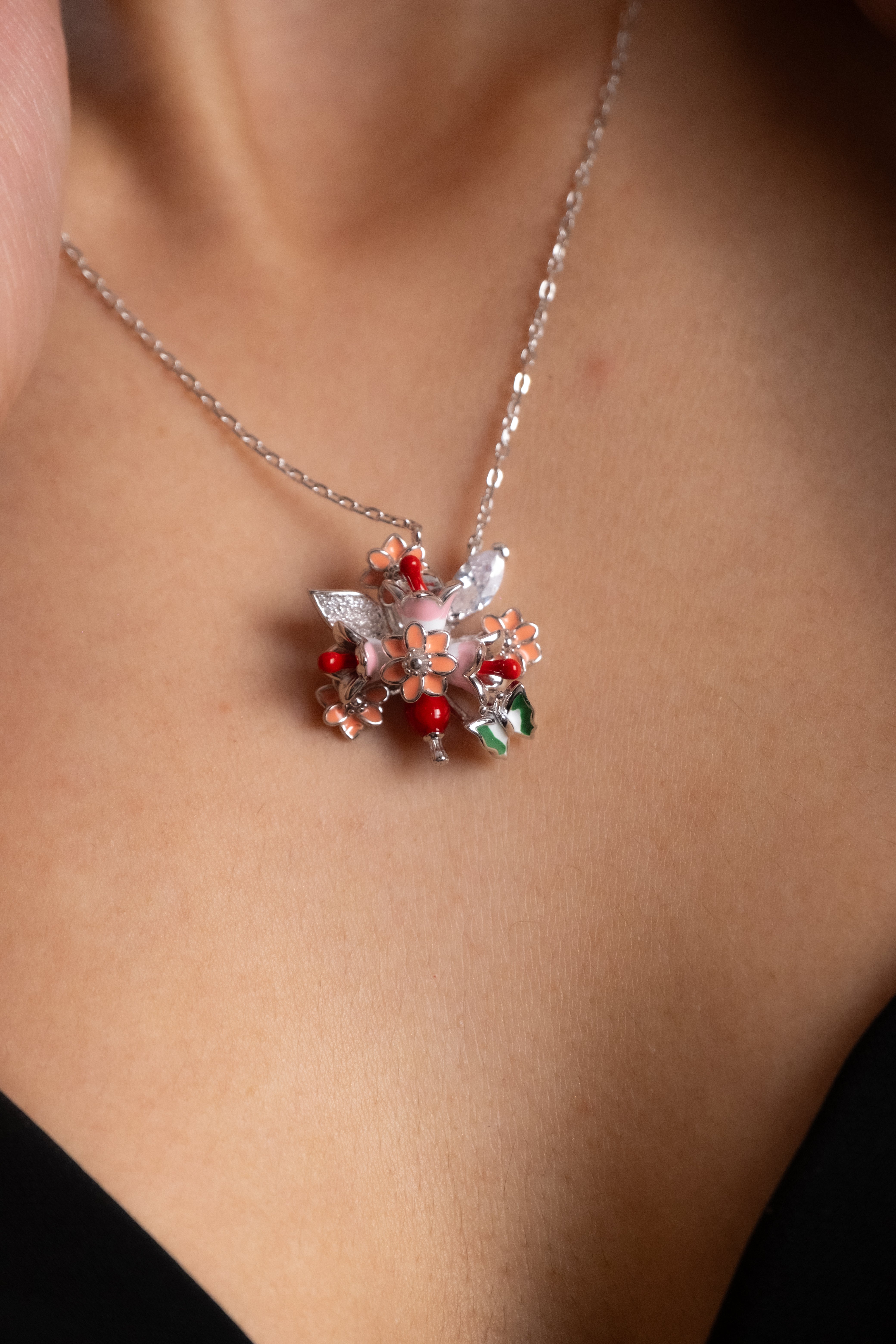 Reegalia Blossom Garden Set – 925 Silver Necklace & Earrings