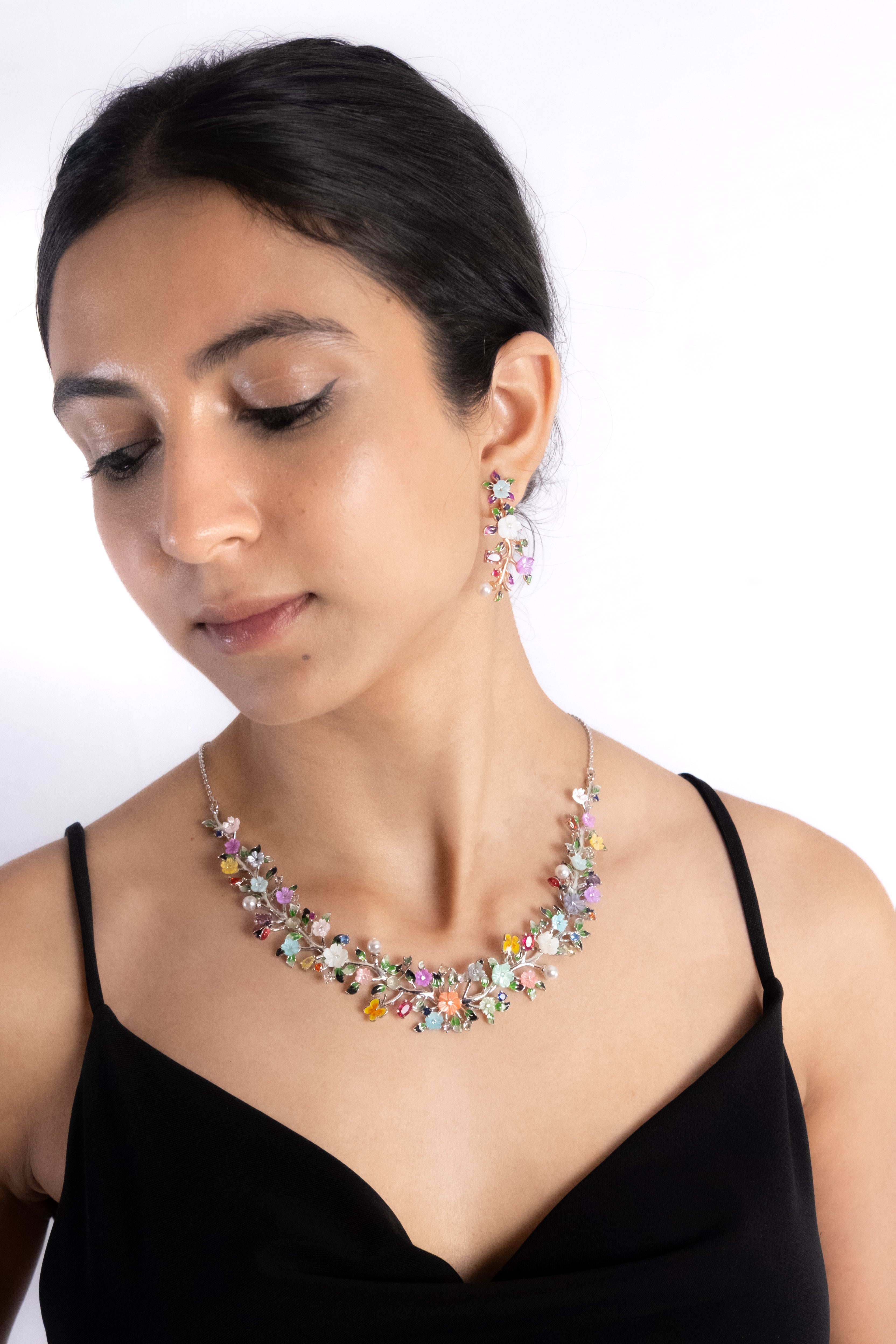 Reegalia Blooming Garden Enamel Necklace Set.