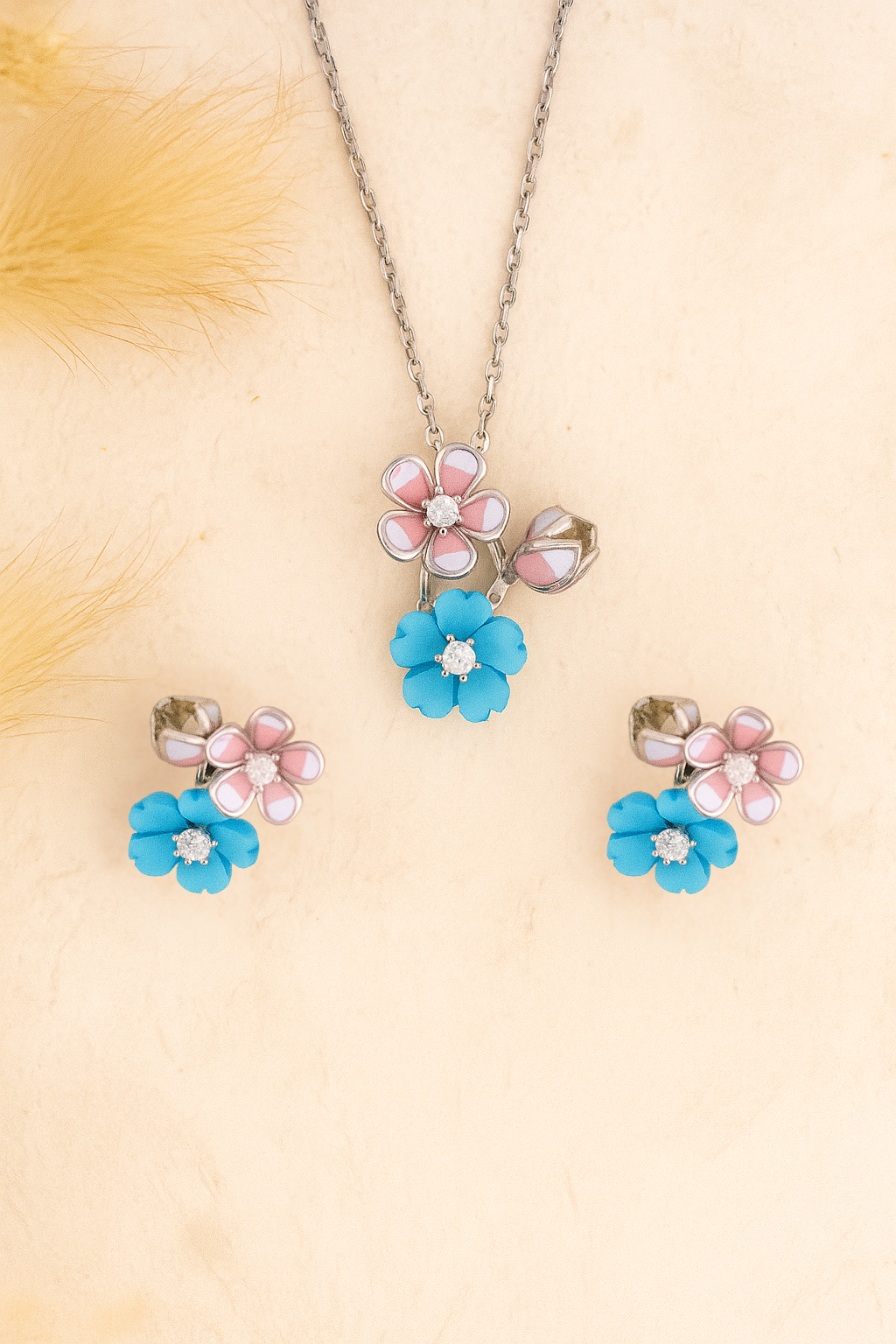 Reegalia Ocean Bloom Set – 925 Silver Necklace & Earrings