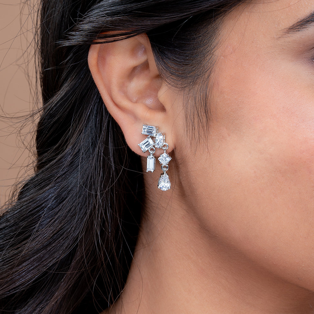 Reegalia Celestia Crystal Drop Earrings – 925 Silver.