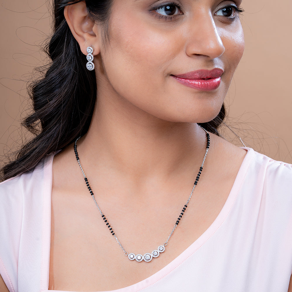 Reegalia Five Spark CZ Mangalsutra Set in 925 Silver.