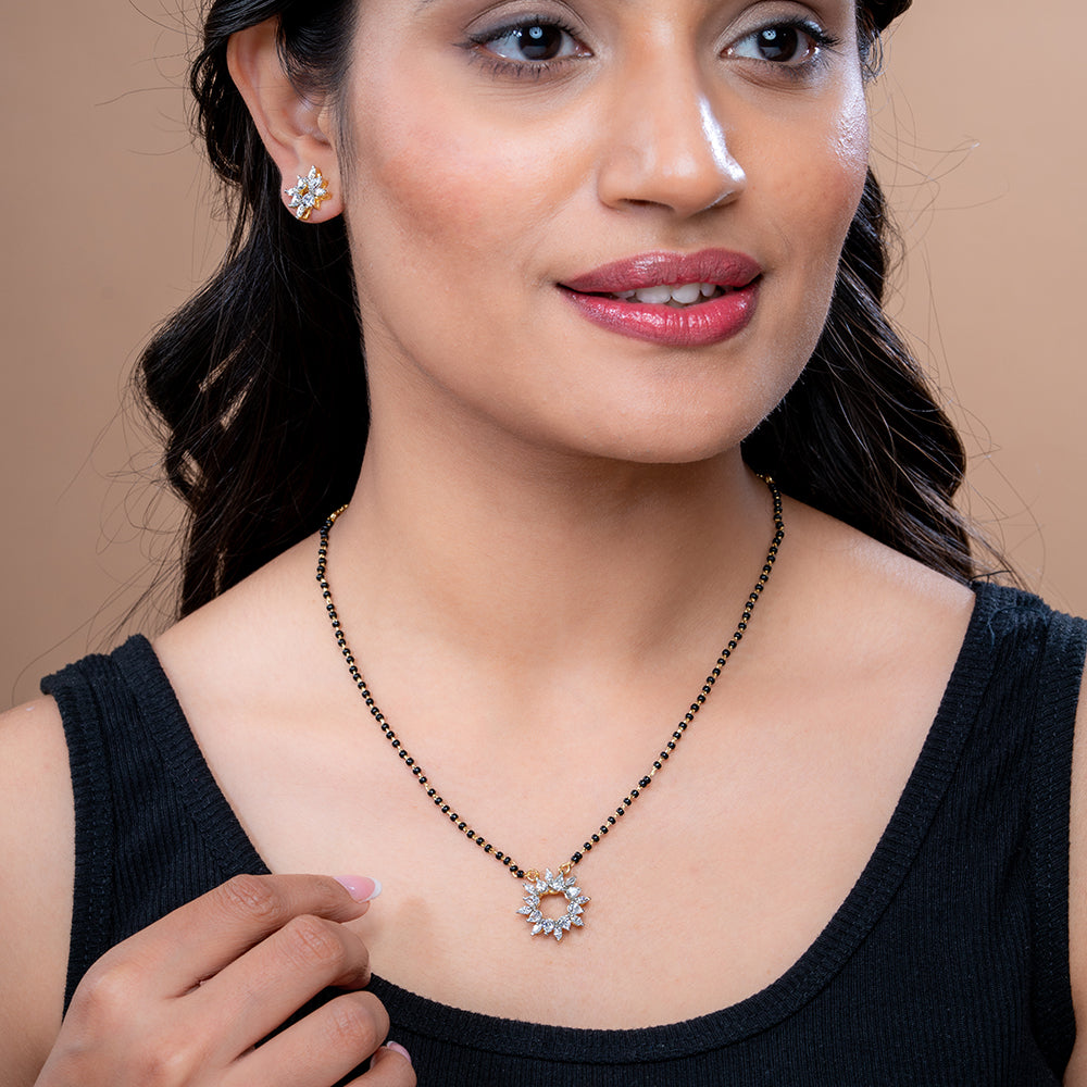 Reegalia Suryakanti CZ Mangalsutra Set in 925 Silver.
