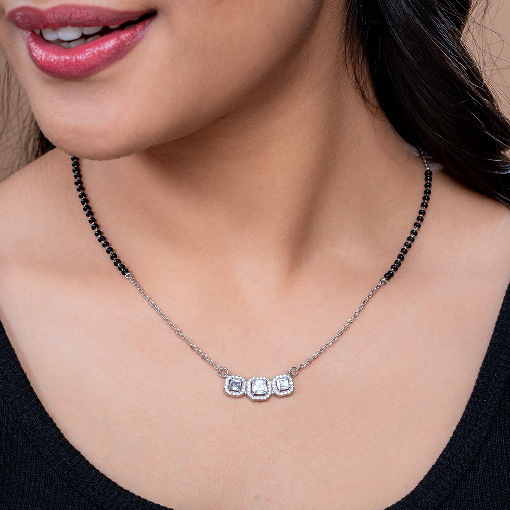 Reegalia Cube Charm Mangalsutra  & Stud Earrings Set.