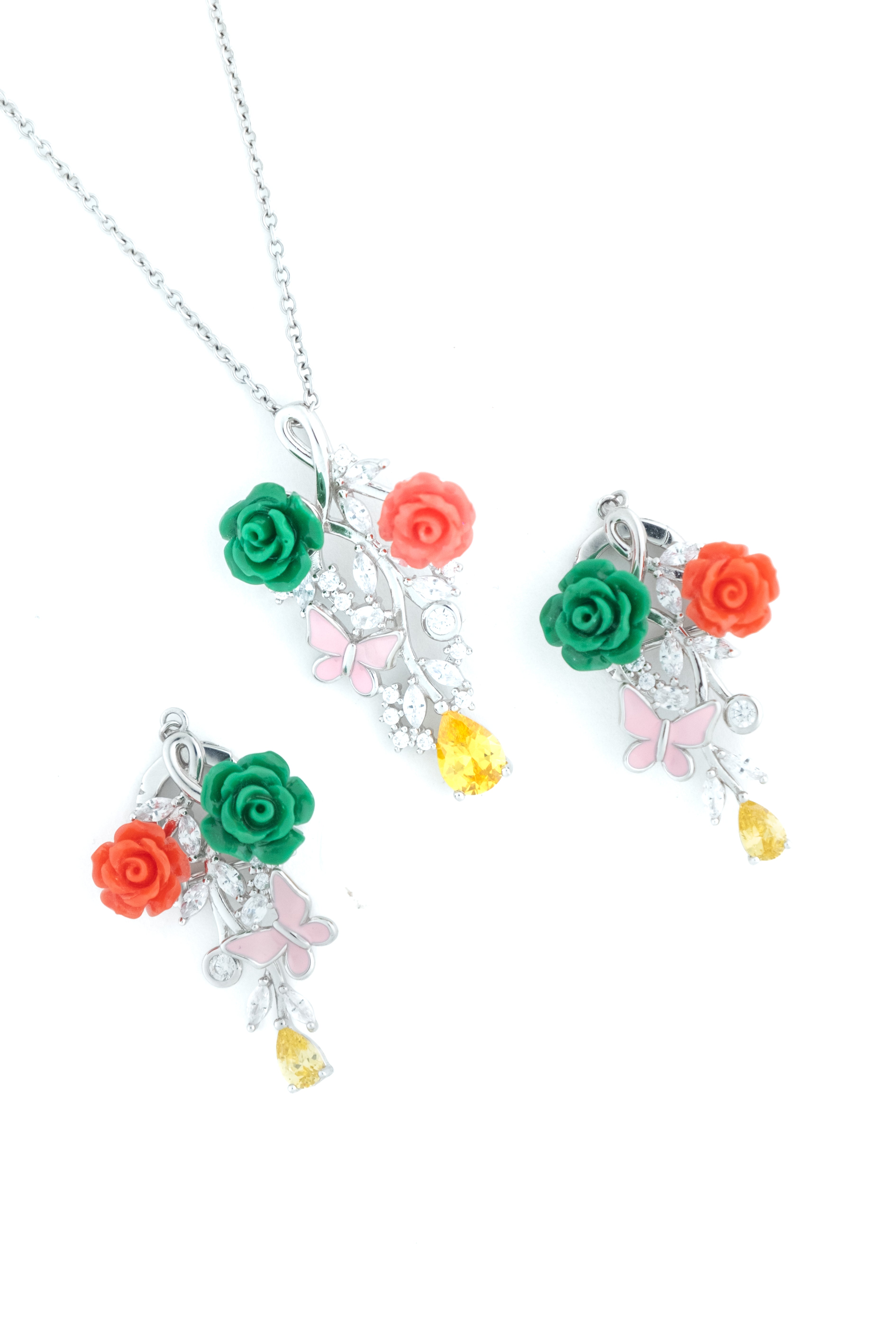 Reegalia Spring Chirp Earrings & Pendal With out Chain– 925 Silver