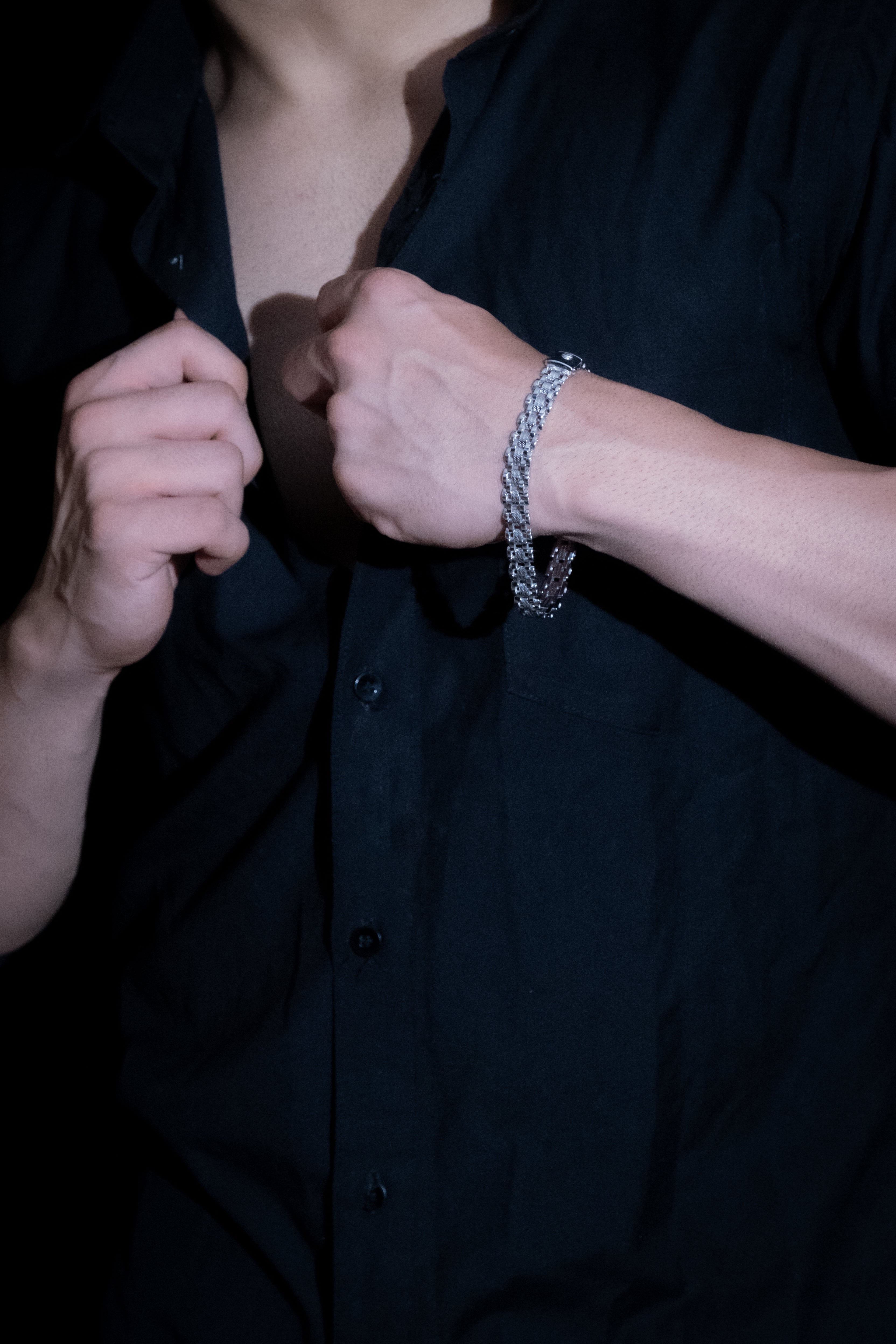 Reegalia 925 Silver Gold-Plated Square Link Bracelet.