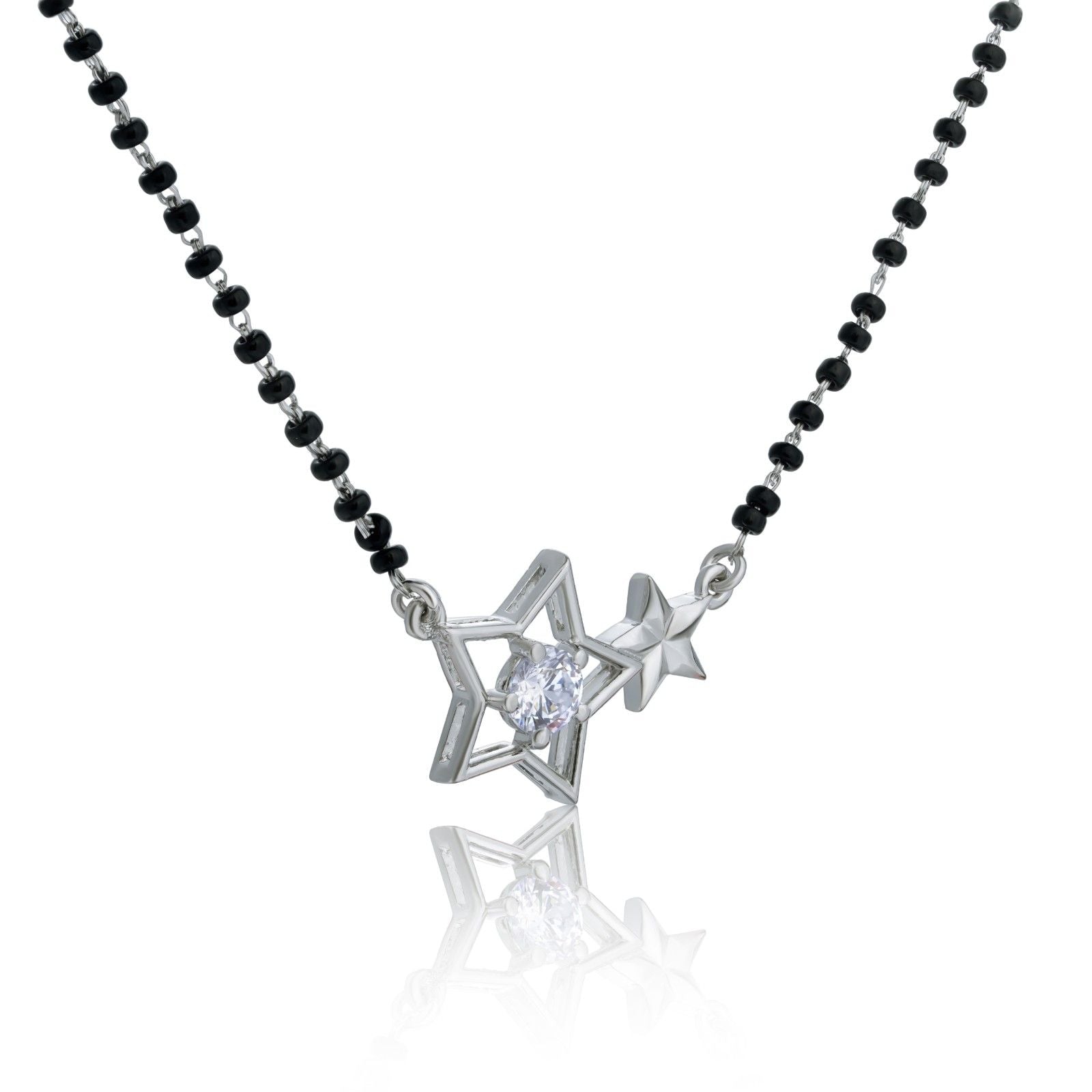 Reegalia 925 Silver Star Mangalsutra with Matching Earrings